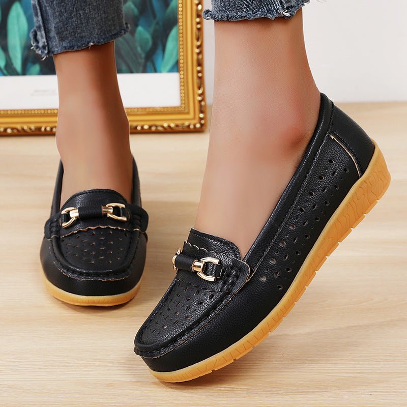 Women's orthopedic perforated slip-on loafers breathable moccasin style flexible sole all-day comfort