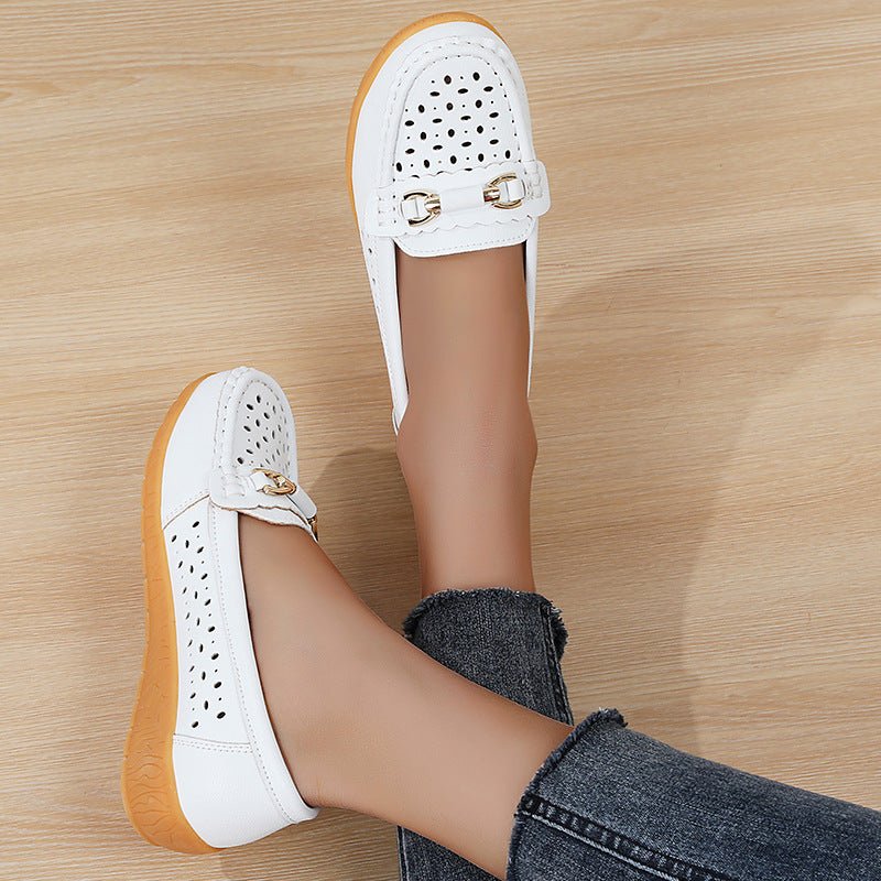 Women's orthopedic perforated loafers breathable slip-on moccasins with flexible sole for all-day comfort
