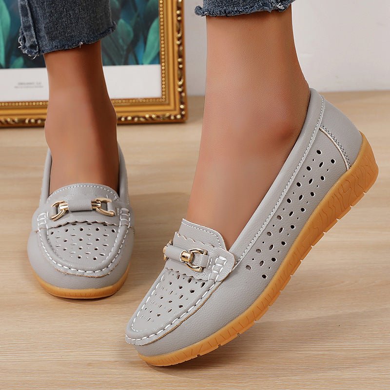 Women's orthopedic perforated slip-on loafers breathable moccasin style flexible sole all-day comfort