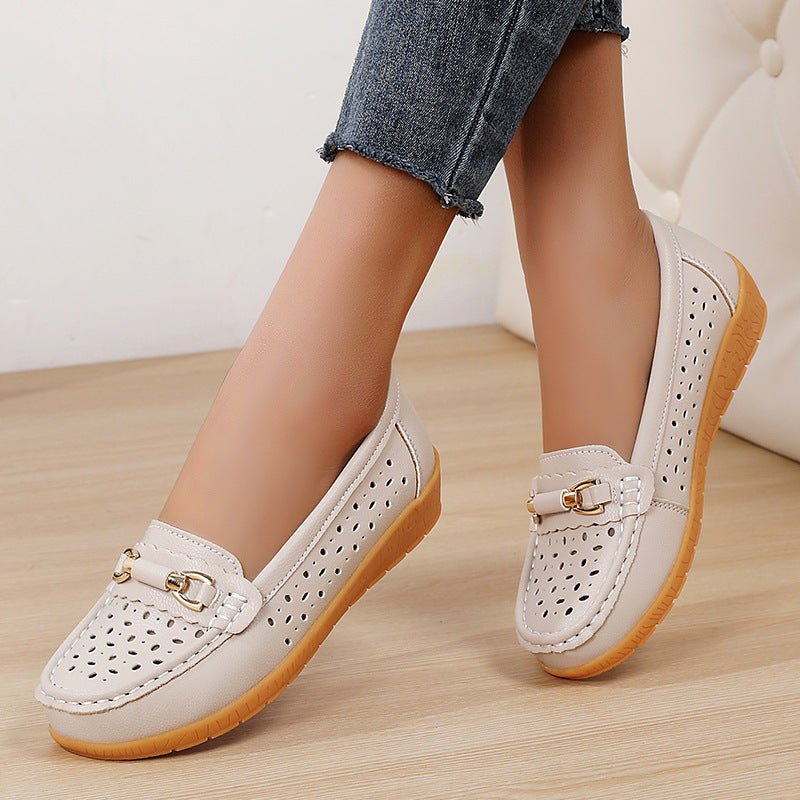 Women's orthopedic perforated slip-on loafers moccasin style flexible sole breathable all-day comfort