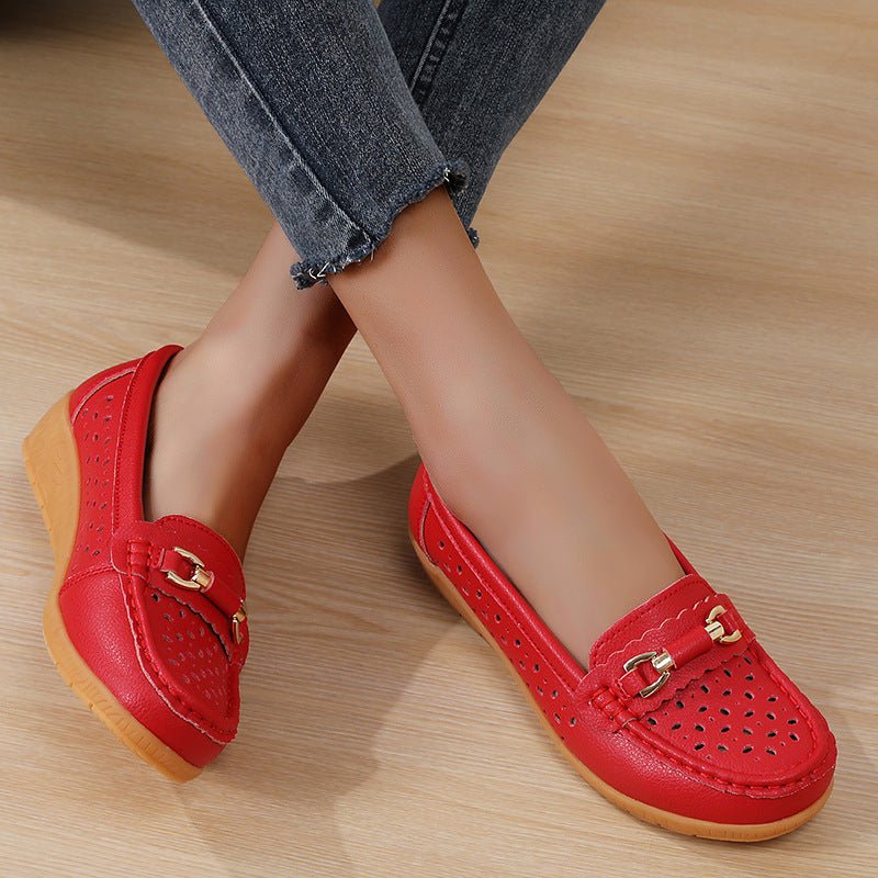 Women's orthopedic perforated slip-on loafers breathable moccasin style flexible sole all-day comfort