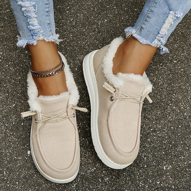 Women's orthopedic slip-on winter shoes with warm fleece lining, lightweight comfort design
