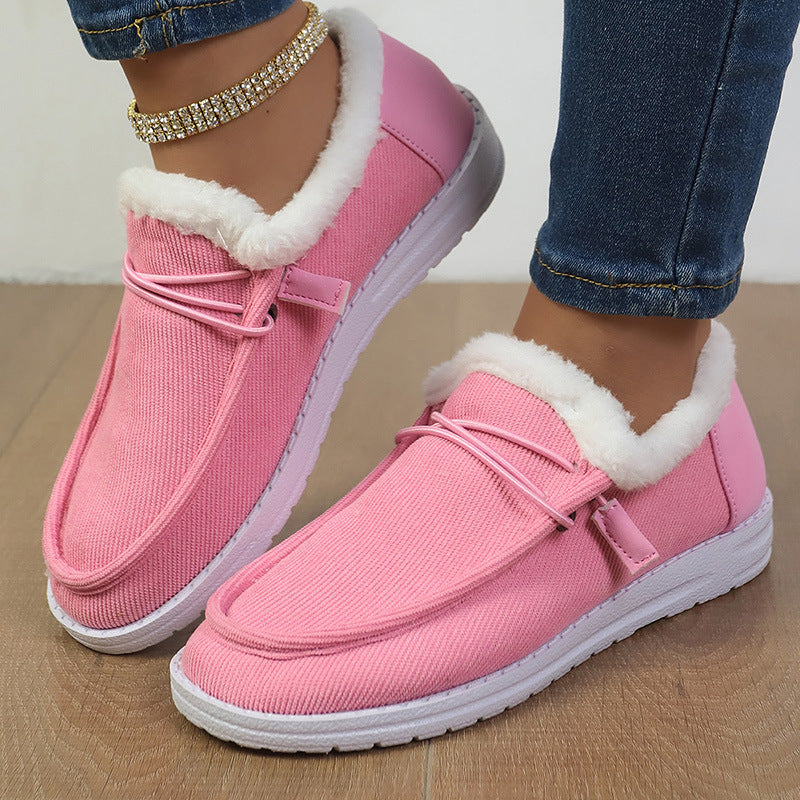 Women's orthopedic slip-on winter shoes with warm fleece lining, lightweight comfort design