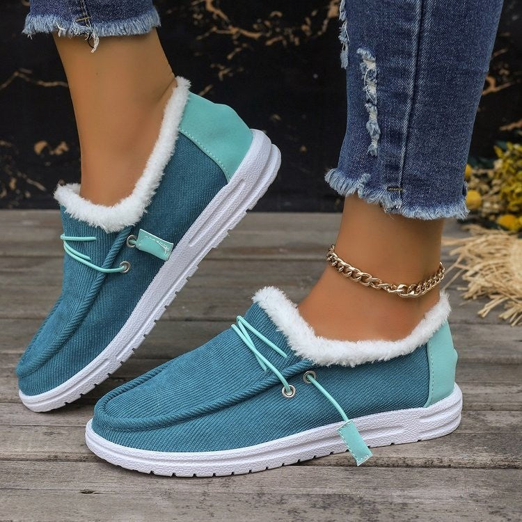 Women's orthopedic slip-on winter shoes with warm fleece lining, lightweight comfort design
