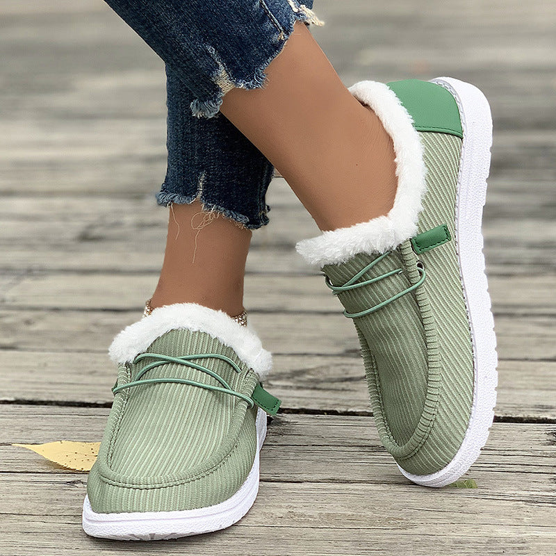 Women's orthopedic slip-on winter shoes with warm fleece lining, lightweight comfort design