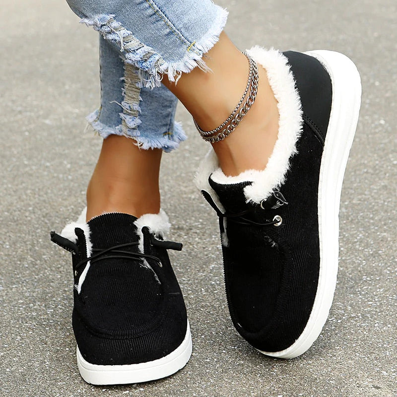 Women's orthopedic slip-on winter shoes with warm fleece lining, lightweight comfort design