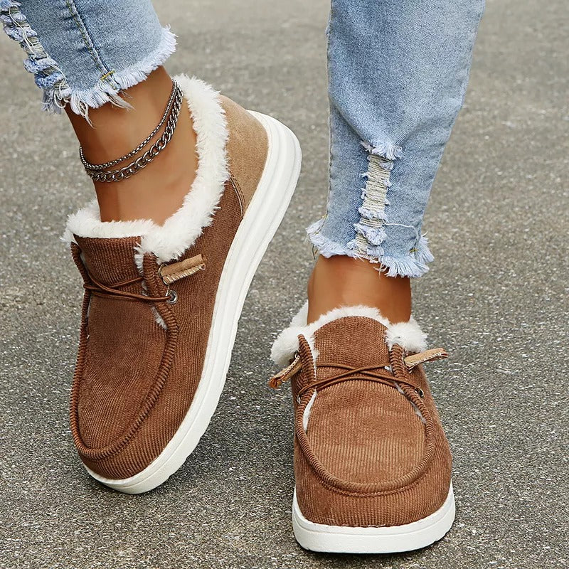 Women's orthopedic slip-on winter shoes with warm fleece lining, lightweight comfort design