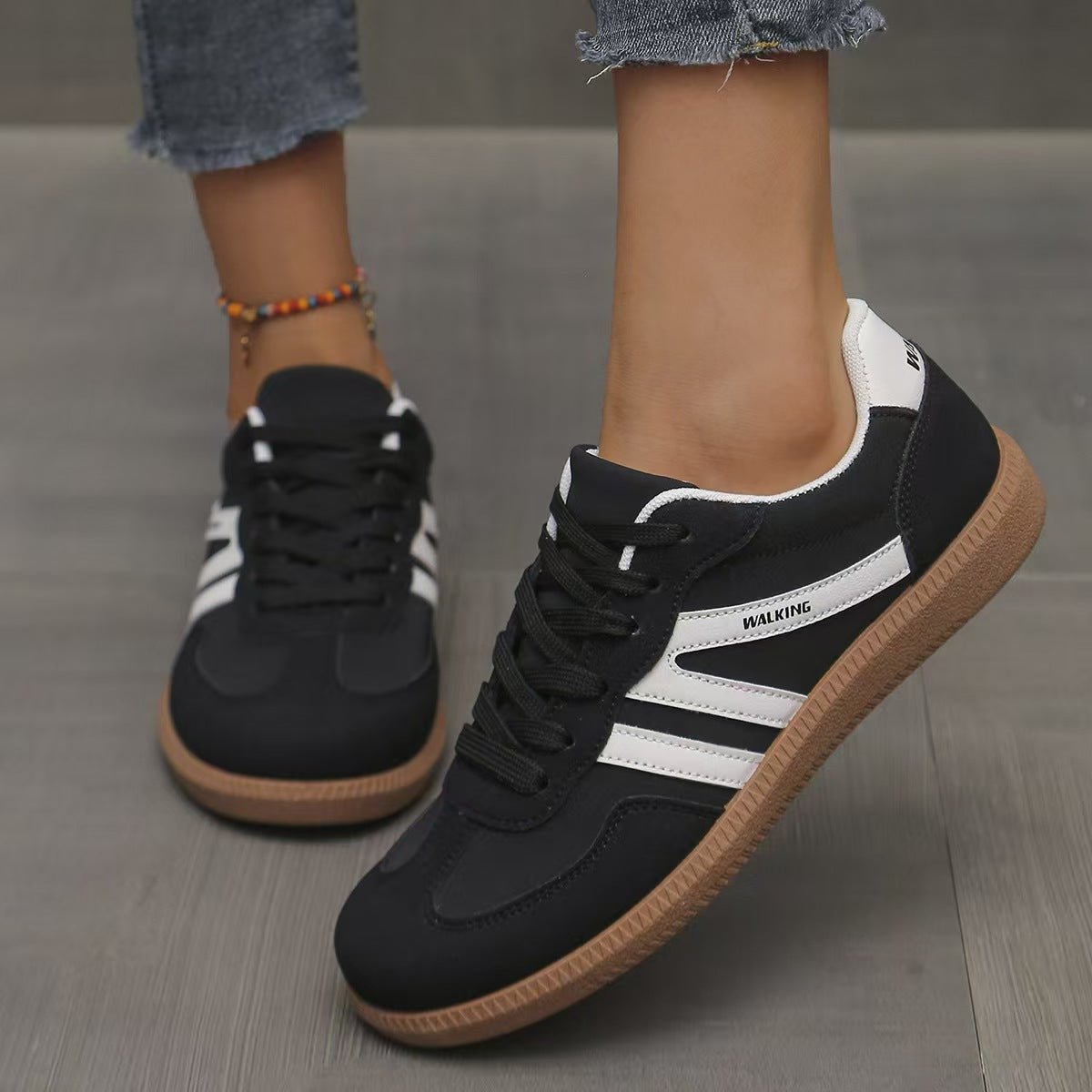 Women's wide fit suede trainers in neutral tones with cushioned arch support orthopedic sole