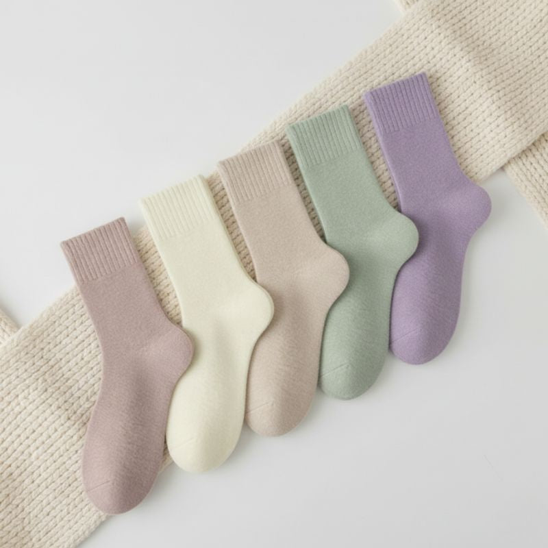 Nordic-style unisex knit socks in multicolor, cozy wide-fit winter design with traditional Scandinavian patterns