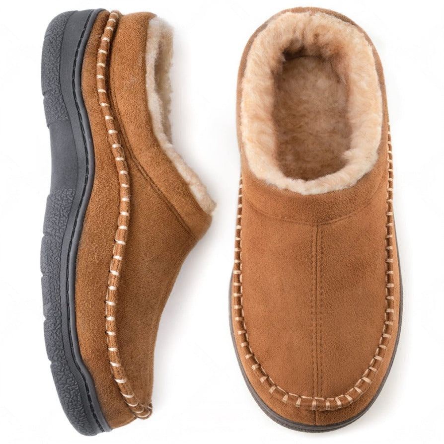Men's orthopedic slippers with cozy fleece lining, wide fit, arch support, memory foam insole