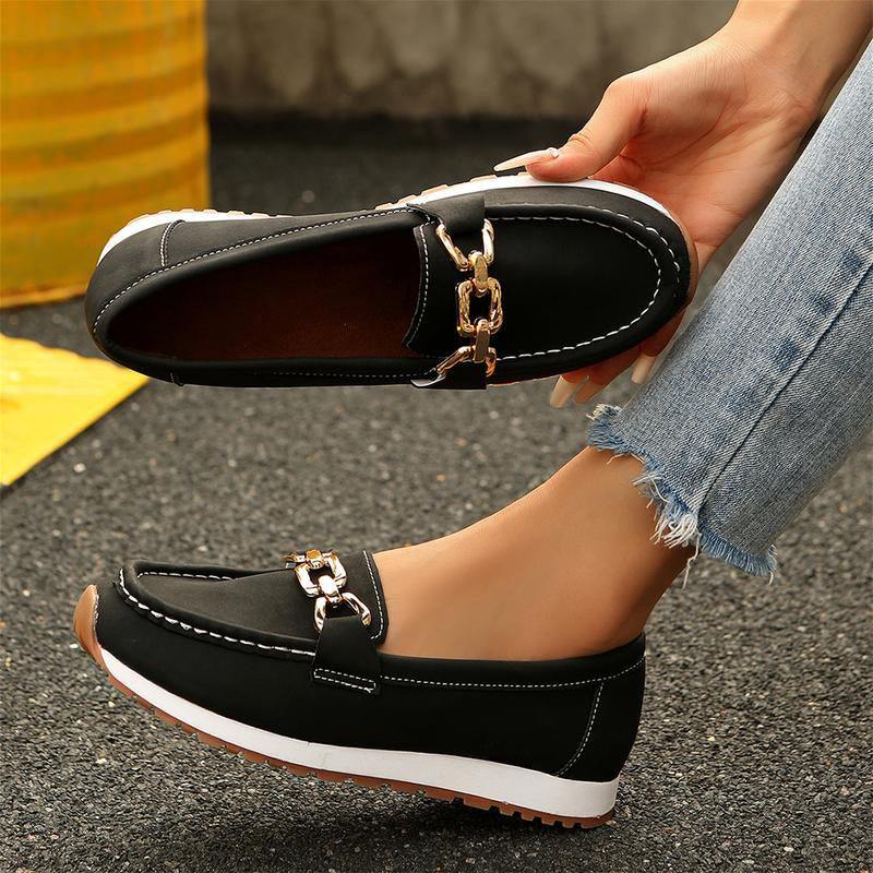 Humtto women's classic suede loafers in neutral tones with orthopedic arch support and PU leather upper