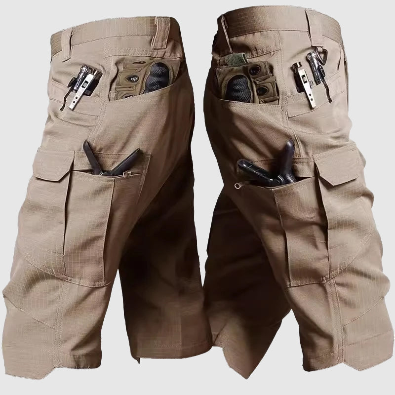 Men's camouflage cargo shorts rugged cotton-polyester blend for hunting hiking outdoor training