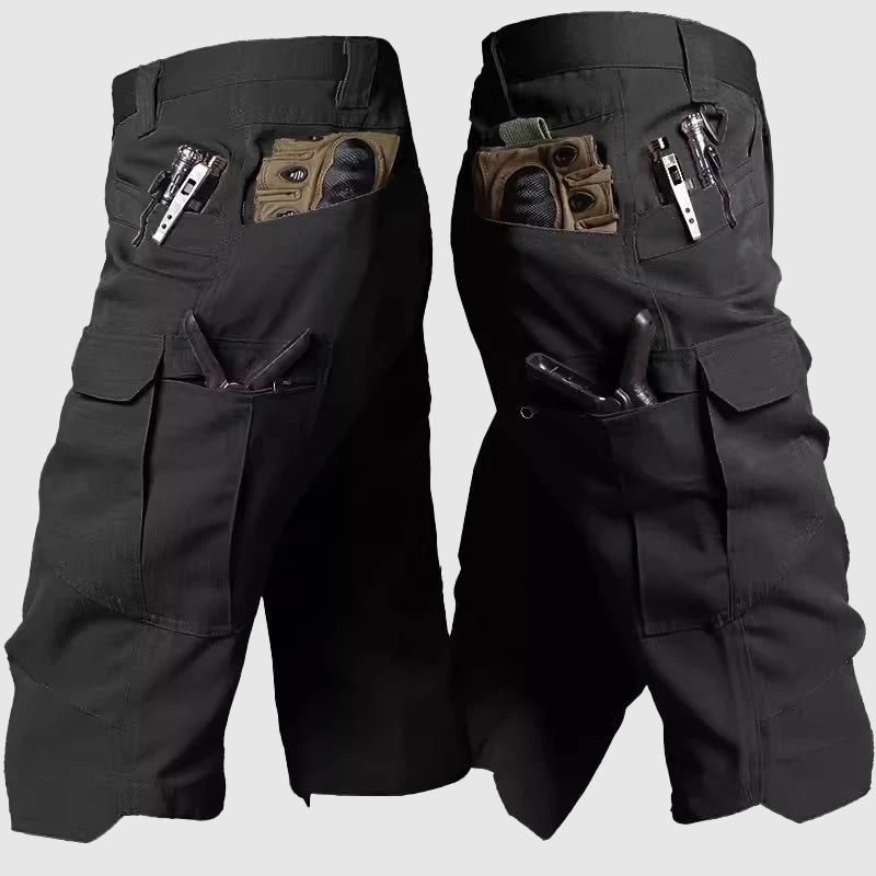 Men's camouflage cargo shorts rugged cotton-polyester blend for hunting hiking outdoor training