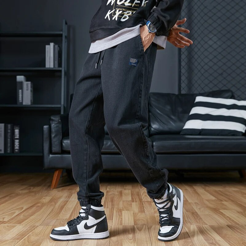 Hype premium soft-washed denim joggers relaxed tapered fit streetwear style with elastic cuffs