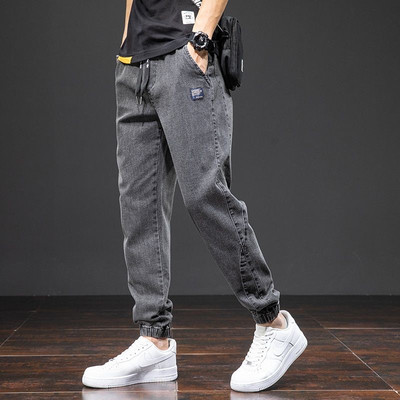 Hype premium soft-washed denim joggers relaxed tapered fit streetwear elastic cuffs