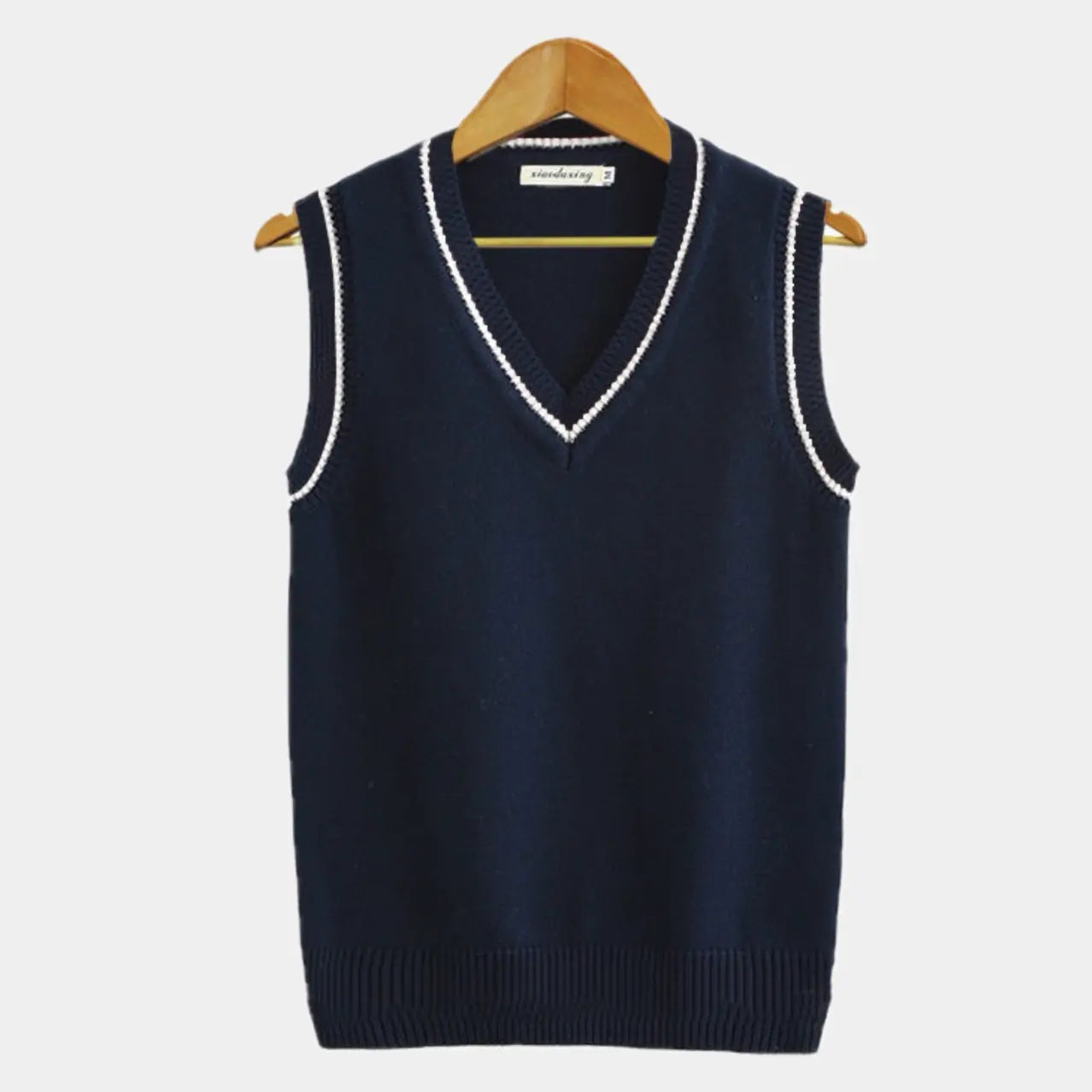 Men's sleeveless V-neck sweater elegant slim fit refined layering piece for formal casual wear