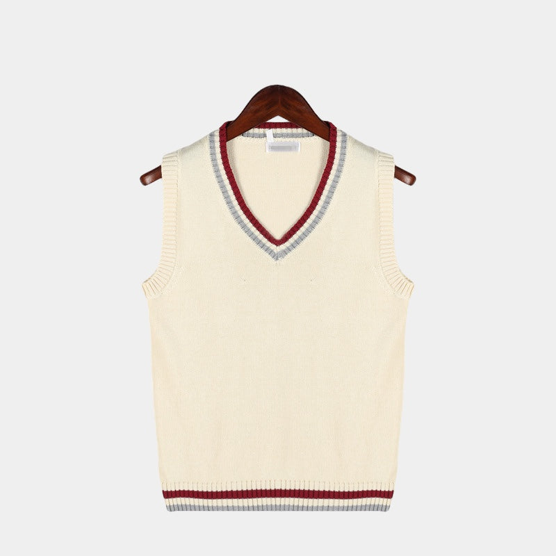 Men's navy cable knit sleeveless sweater vest V-neck smart casual layering essential