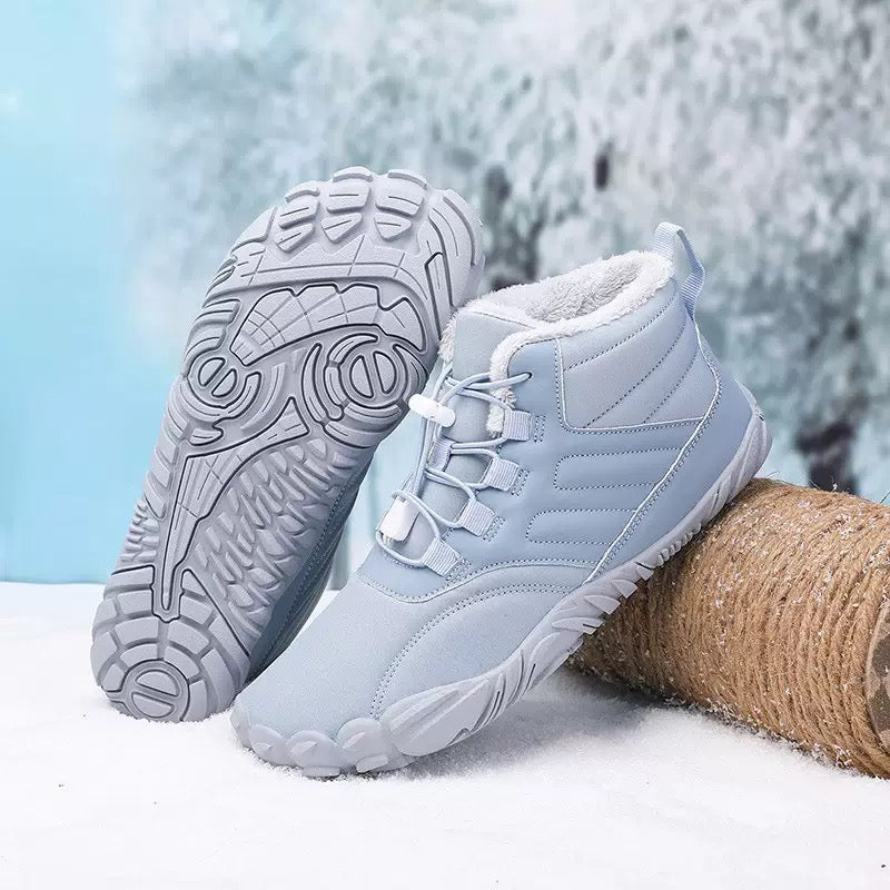 Waterproof unisex winter boots wide toe orthopedic arch support fleece-lined all-weather outdoor footwear