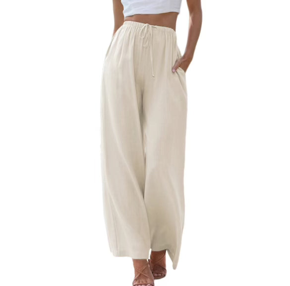 Women's linen set sleeveless top and wide-leg pants loose fit breathable casual everyday wear