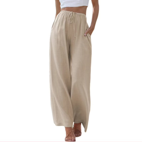 Women's linen set sleeveless top and wide-leg pants loose fit breathable casual everyday wear