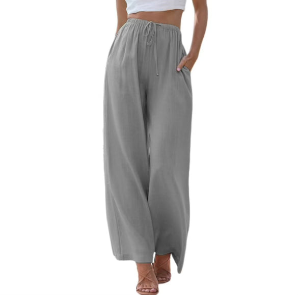 Women's linen set sleeveless top and wide-leg pants loose fit breathable casual warm-weather