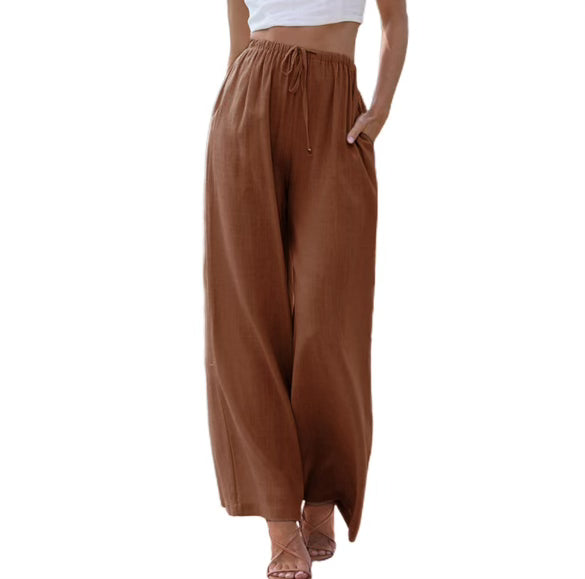 Women's linen set sleeveless top and wide-leg pants loose fit breathable casual everyday wear