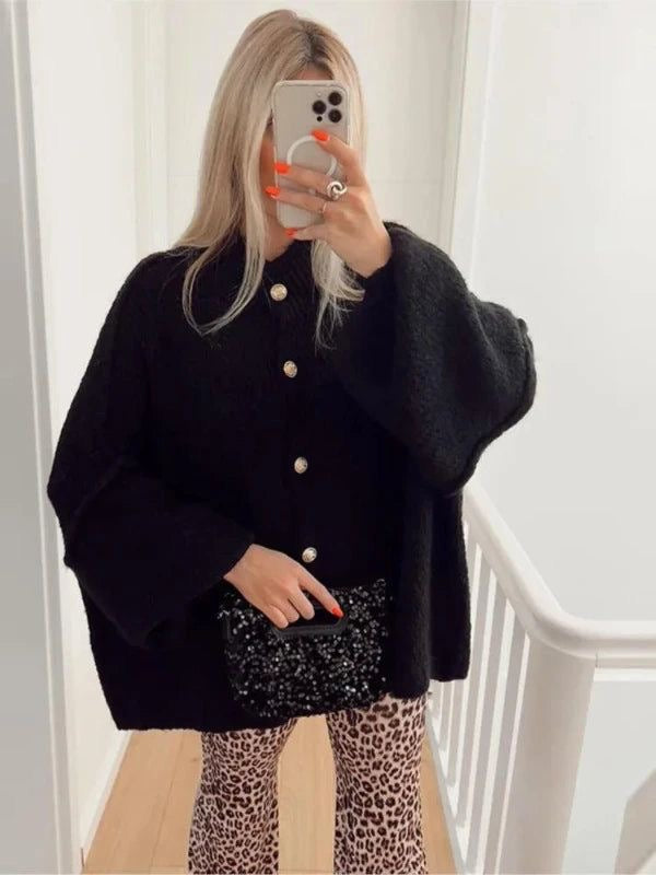 Oversized wool cardigan women relaxed fit minimalist style cozy soft 100% high-quality warm layer