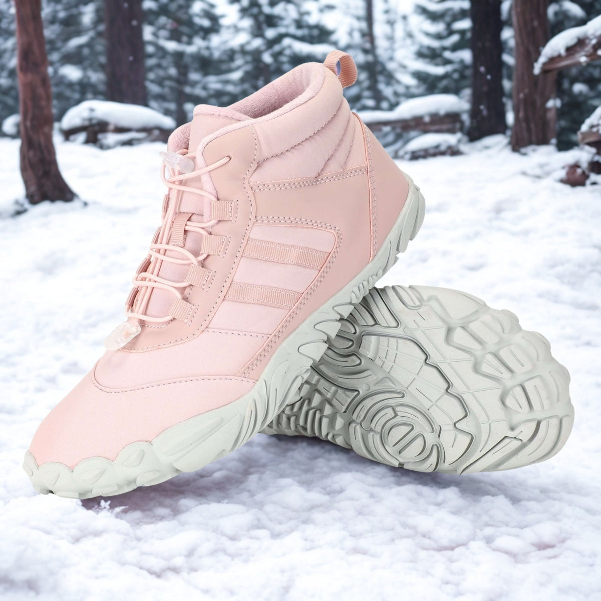 Unisex waterproof winter boots wide toe orthopedic arch support fleece-lined cold weather outdoor footwear