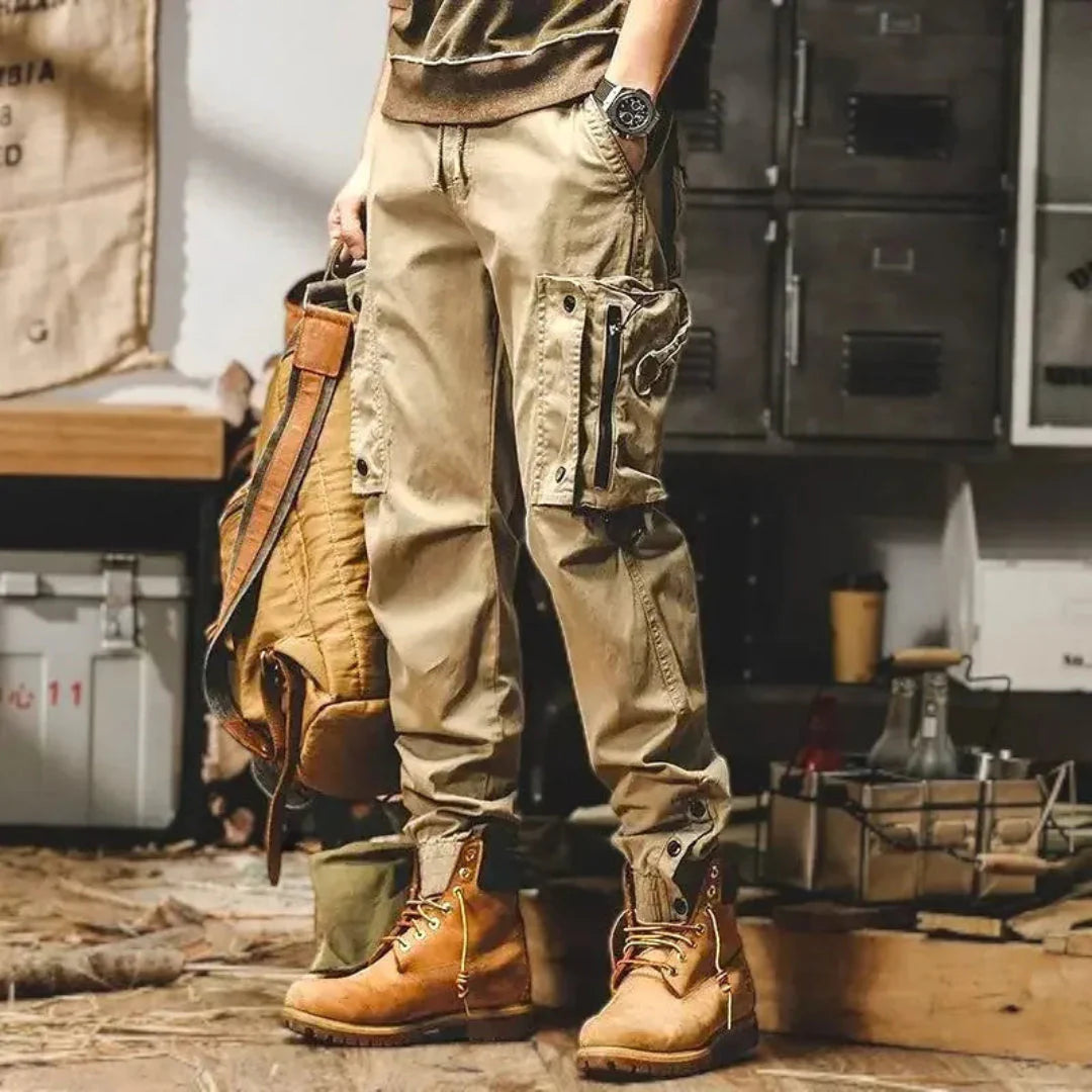 Ian tactical cargo pants in rugged outdoor style with reinforced stitching and weather-resistant fabric