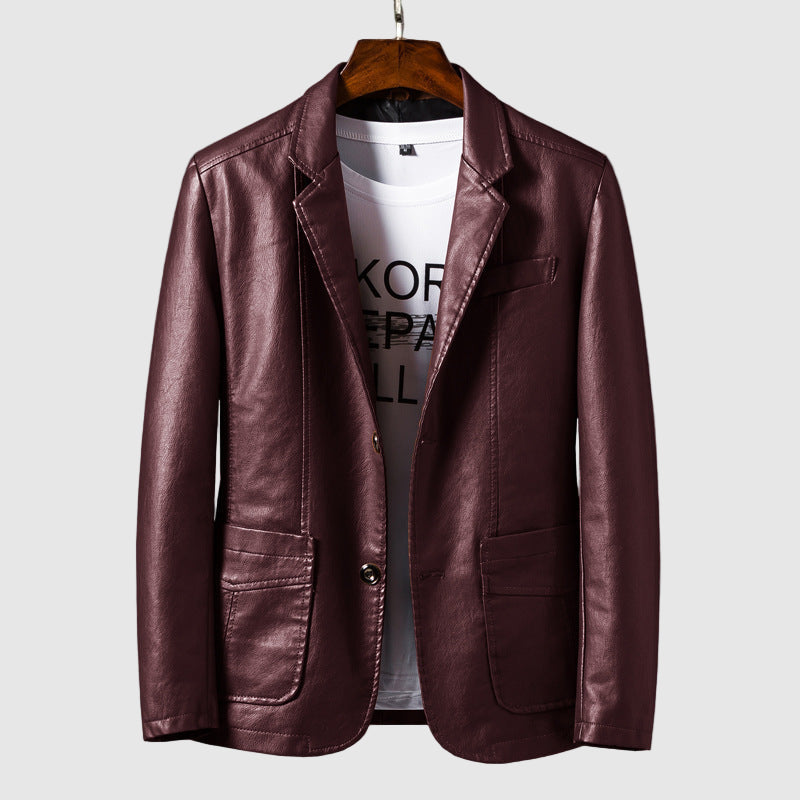Roberto Russo Il Maestro relaxed single-button vegan leather blazer with patch pockets for modern gentlemen