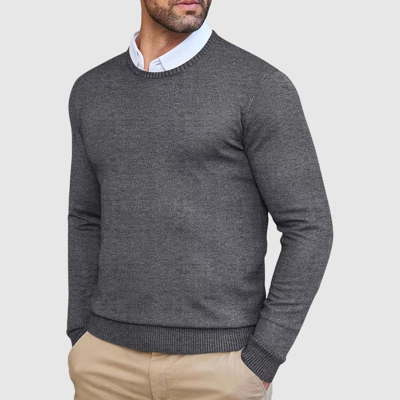 Roberto Russo Il Maestro cream luxury knit sweater classic O-neck premium SilkenWeave poly-blend drape