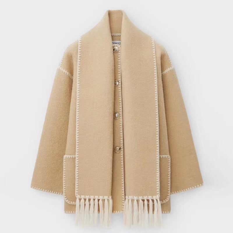 Women's loose fit cozy wool coat comfort style warm solid color daily wear outerwear