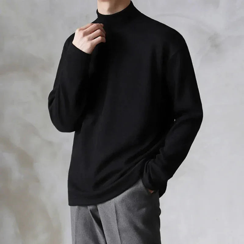 Ivan mock neck pullover silky smooth minimalist layering essential for smart casual wardrobe