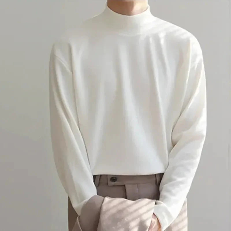 Ivan mock neck pullover silky smooth minimalist layer slim fit smart casual essential