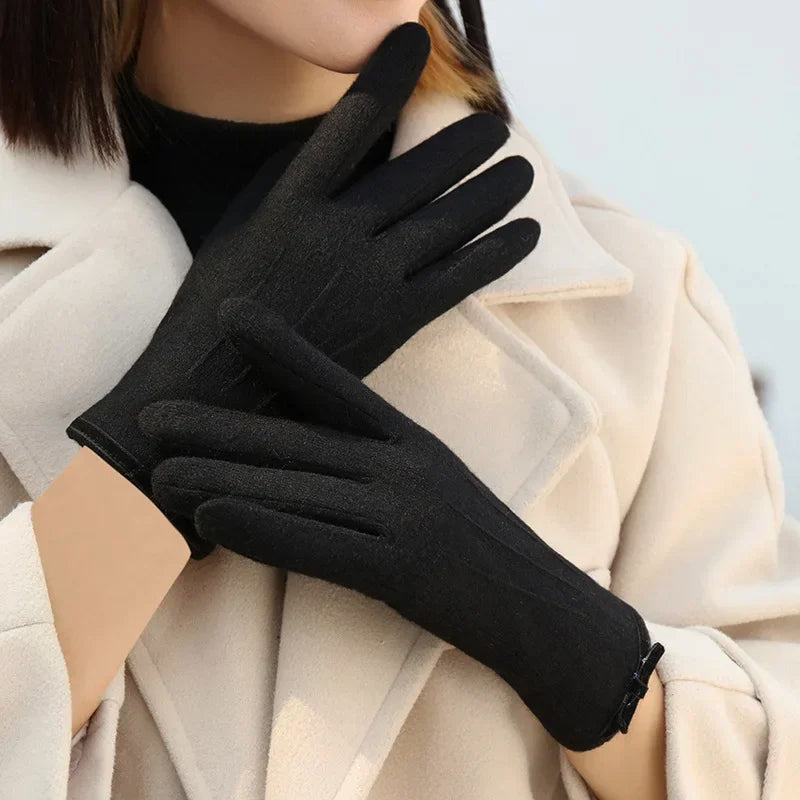 Women's ivory cashmere gloves minimalist silhouette with touchscreen-compatible fingertips