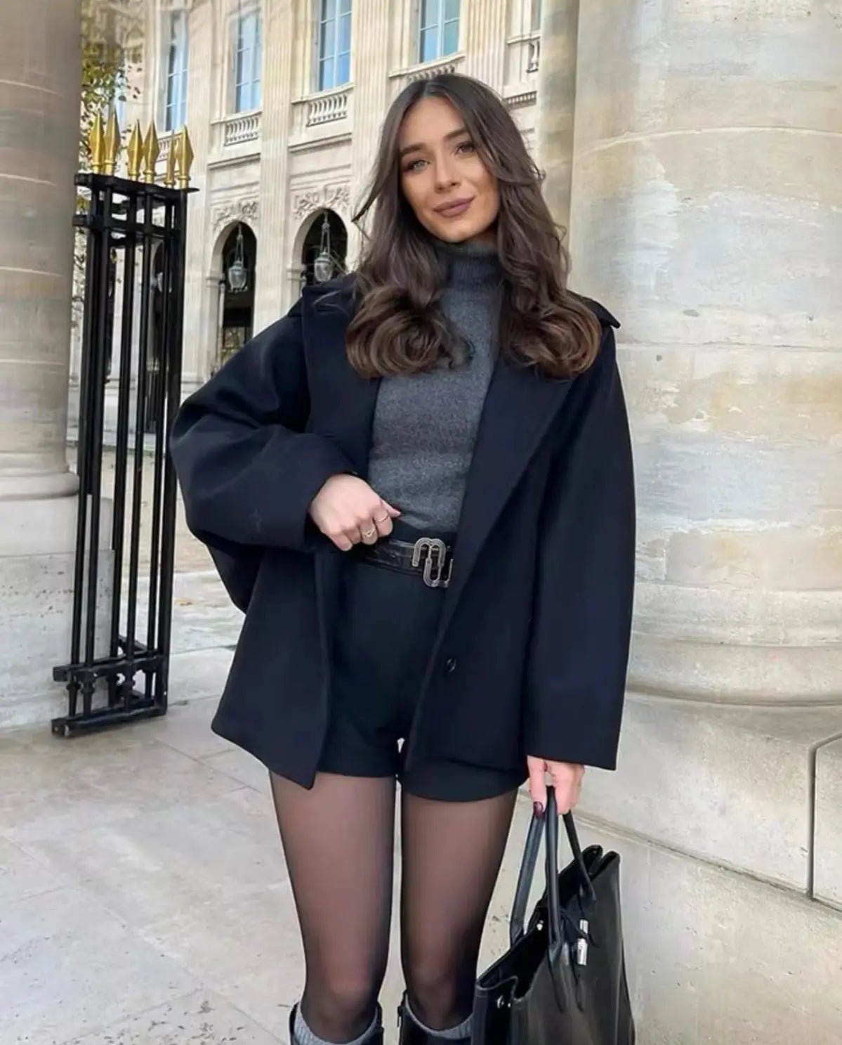 Isabely short wool-blend coat jacket oversized silhouette elegant city style cozy layering essential