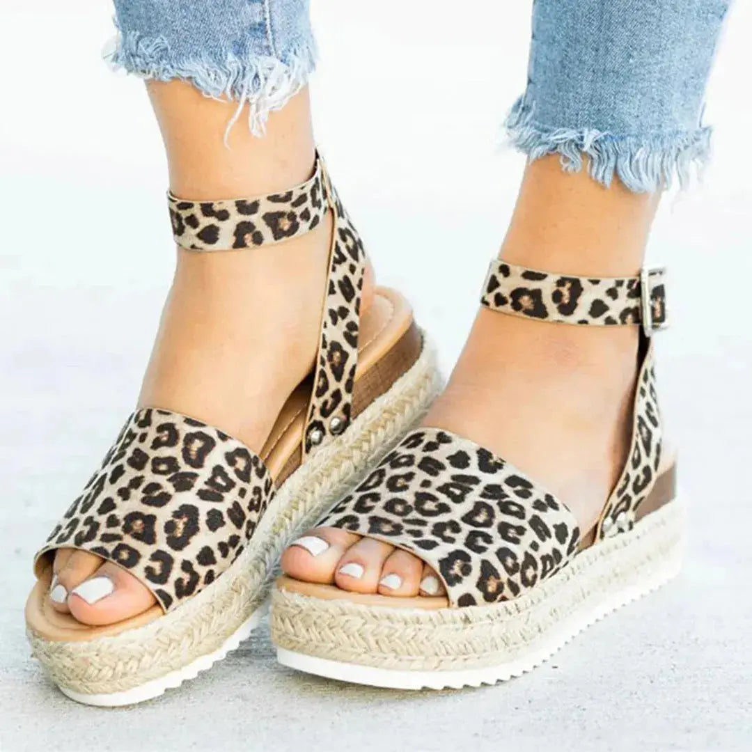 Women's braided espadrille platform sandals with adjustable ankle strap and jute-wrapped sole