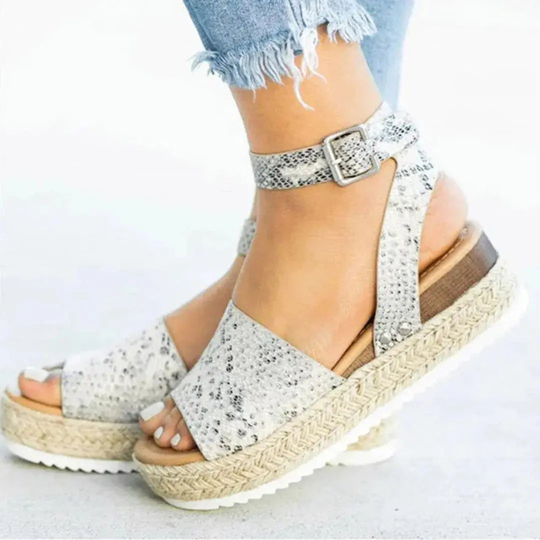 Women's braided espadrille platform sandals with adjustable ankle strap and jute-wrapped sole
