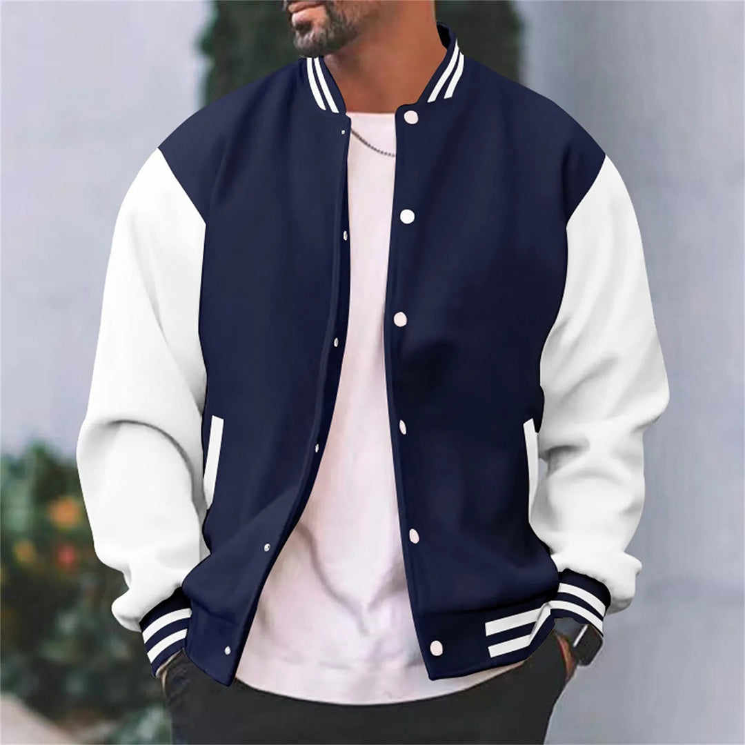 Men's retro varsity letterman jacket with contrast details, heritage fit for casual streetwear