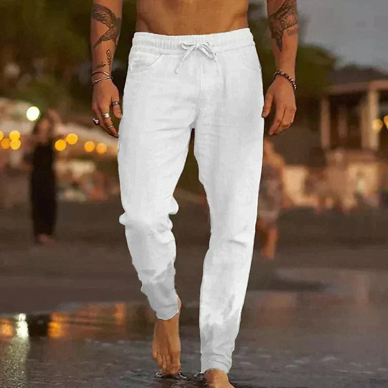Men's gray cotton relaxed fit jogger pants with adjustable drawstring for everyday comfort