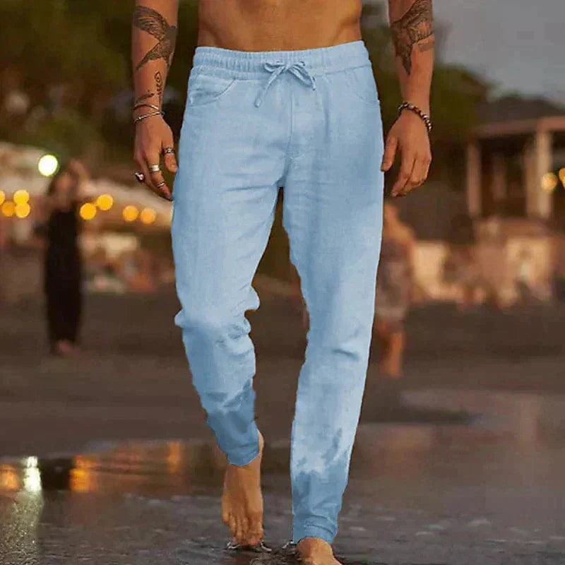 Men's gray cotton relaxed fit jogger pants with adjustable drawstring waist for everyday comfort