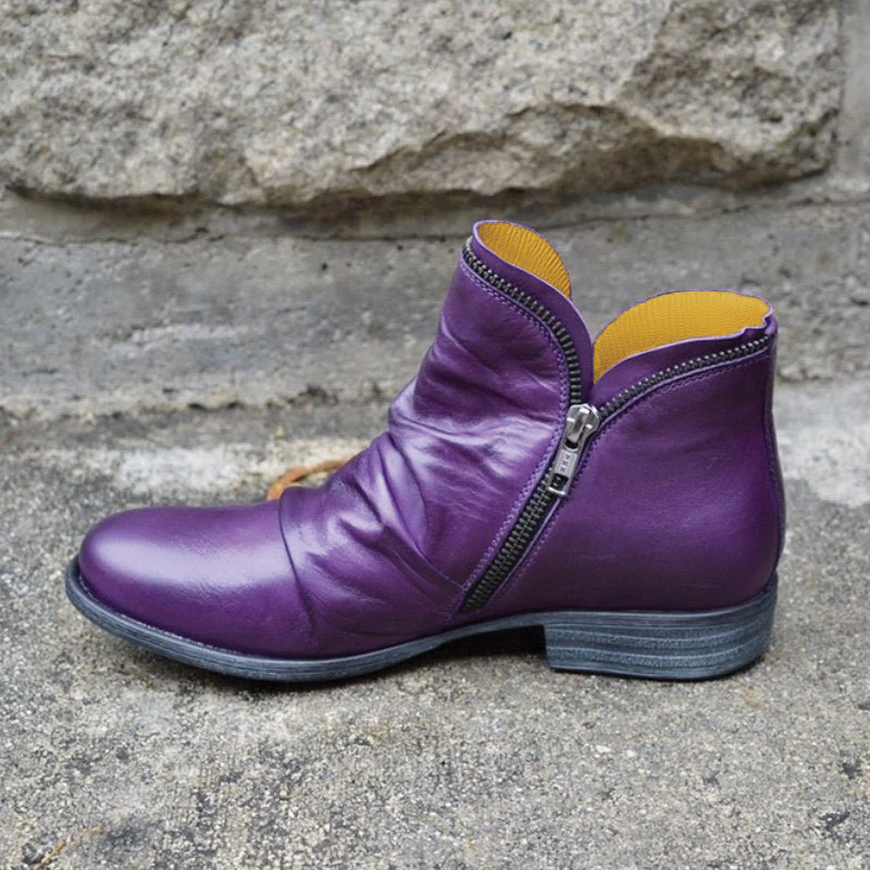 Women's Mila ankle boots warm lining low block heel zipper closure fall winter fashion footwear