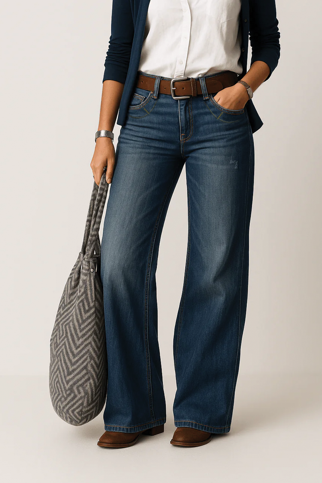 Amelia high-waisted wide leg denim jeans for women, relaxed flattering silhouette everyday style