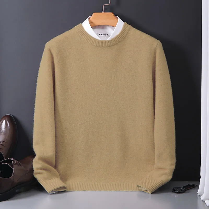 Logan 100% cashmere crewneck sweater in neutral tone, soft elegant cut with thermoregulating warmth