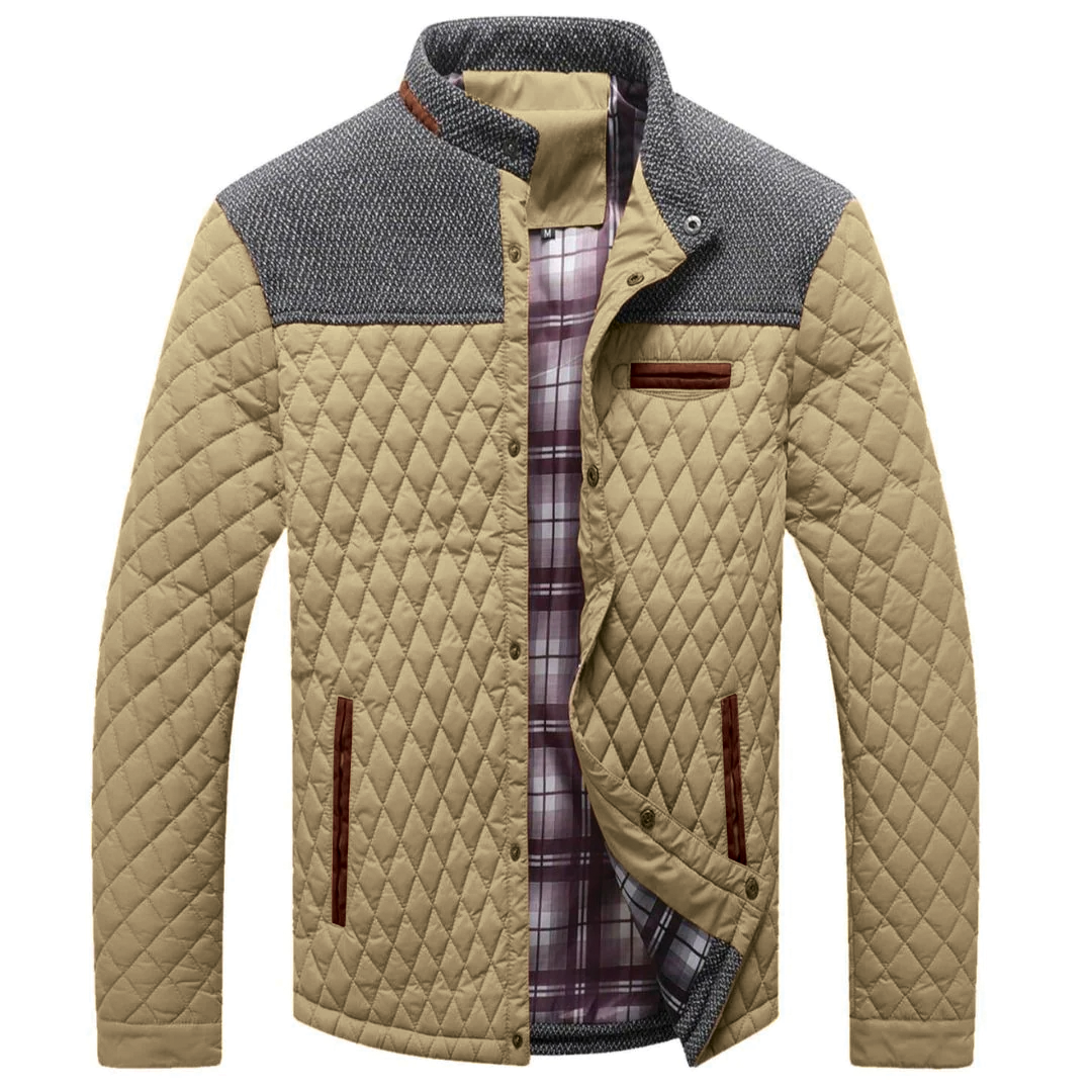Aaron quilted men's jacket lightweight navy blue slim urban style with structured quilted pattern