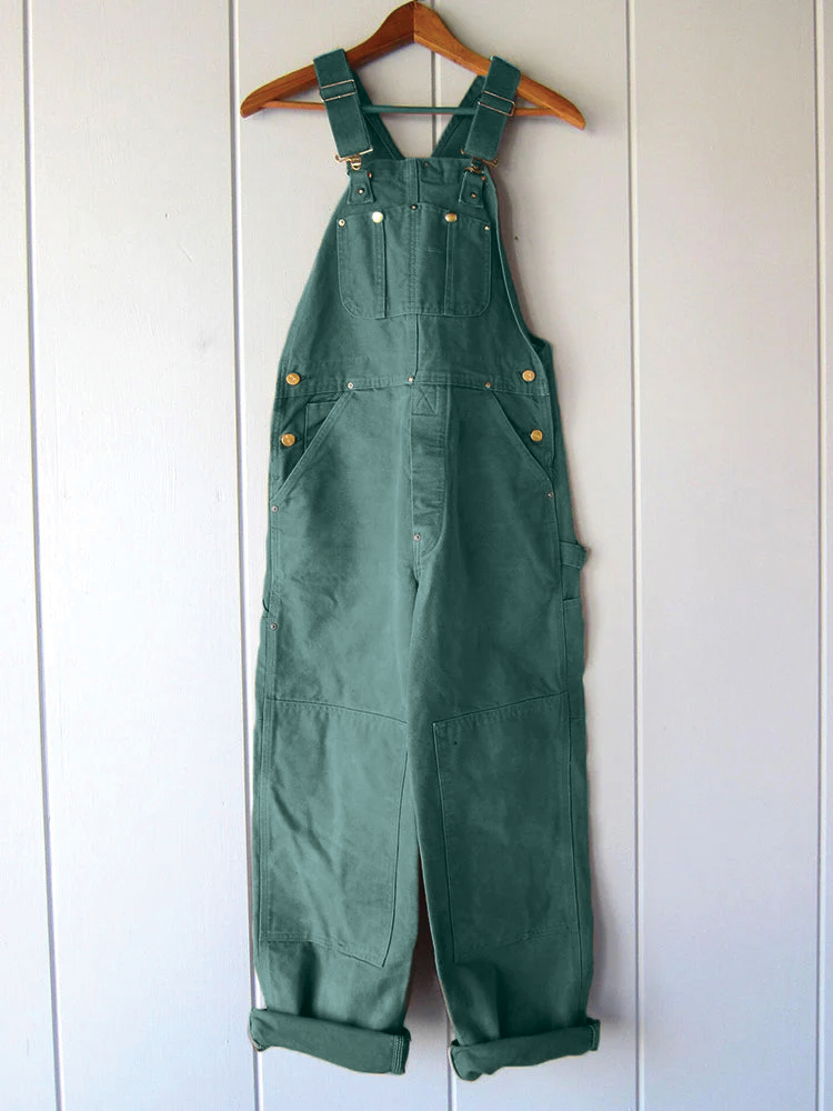 Women's cotton utility bib overalls relaxed fit with rugged detailing for work and DIY