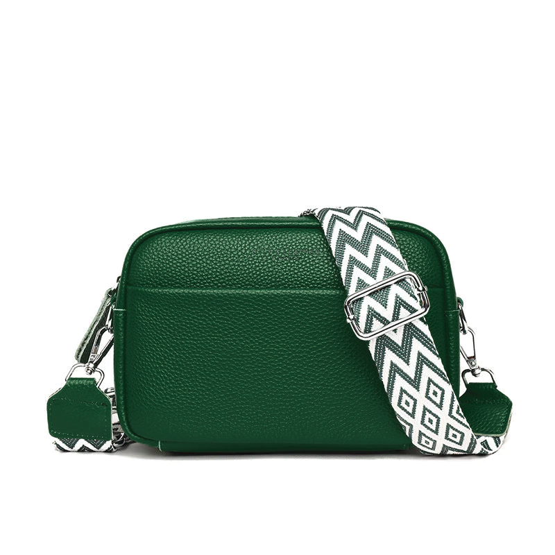 Stella pebbled leather crossbody bag structured compact style with detachable wide strap everyday travel