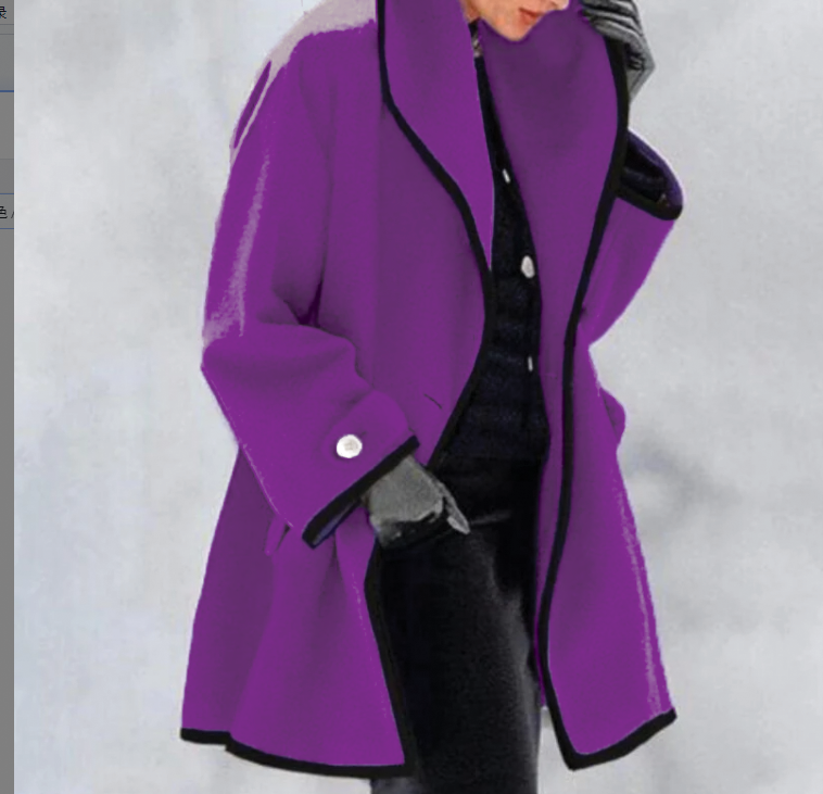 Women's oversized camel coat wide lapel contrast trim trench-inspired relaxed silhouette winter