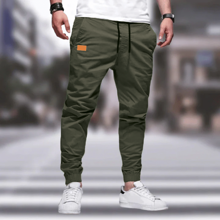 Men's slim tapered jogger pants breathable stretch cotton elastic waistband street style comfort fit