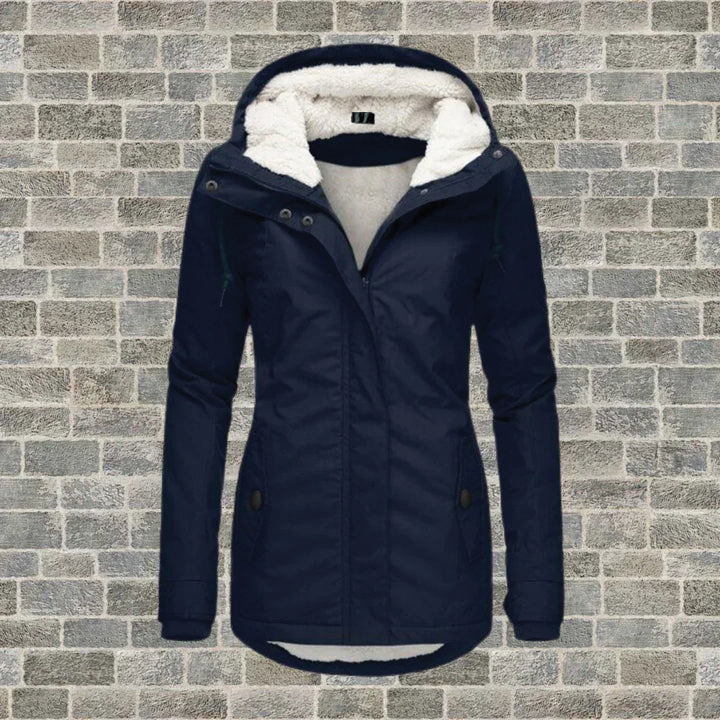 Women's hooded winter jacket warm fleece lining dual-closure cozy everyday cold weather style